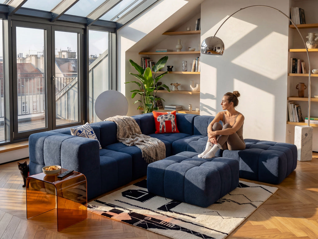 5 Teiliges Modulares Sofa – Blau
