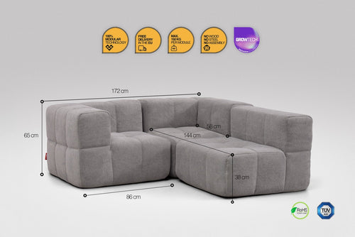 3 Teiliges Modulares Sofa – Grau