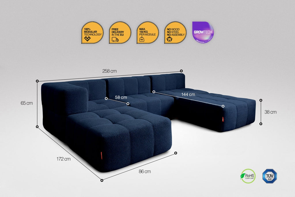 5 Teiliges Modulares Sofa – Blau