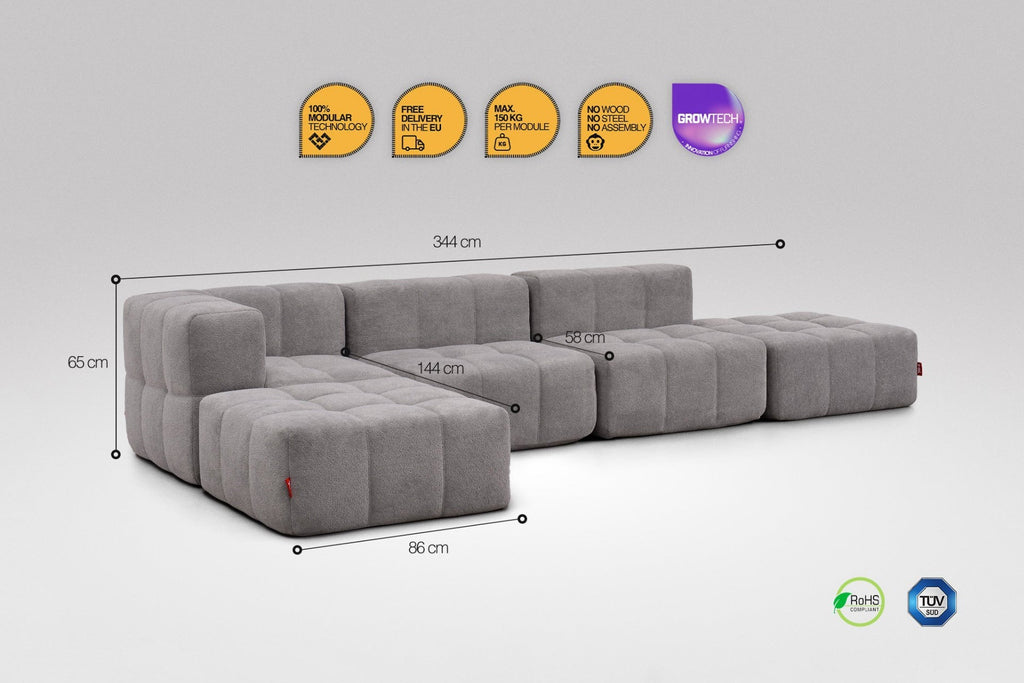 5 Teiliges Modulares Sofa – Grau