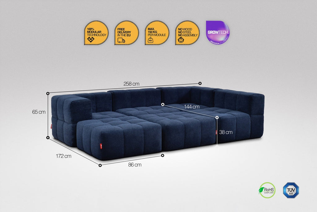 6 Teiliges Modulares Sofa – Blau