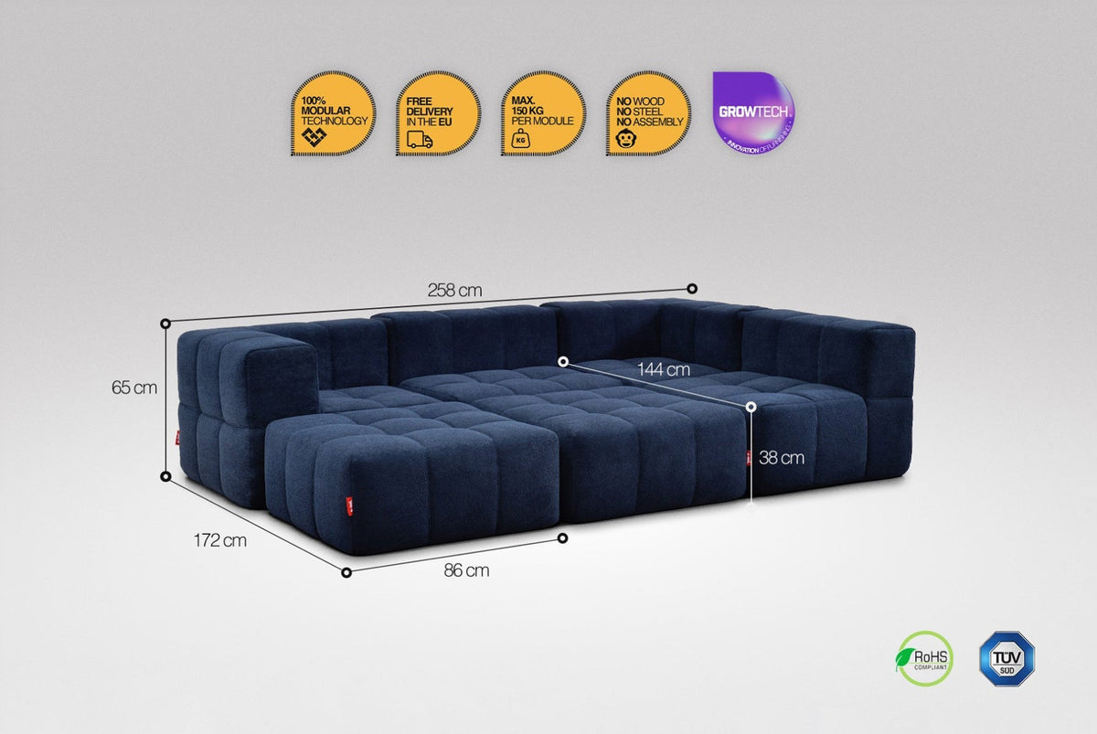 6 Teiliges Modulares Sofa – Blau