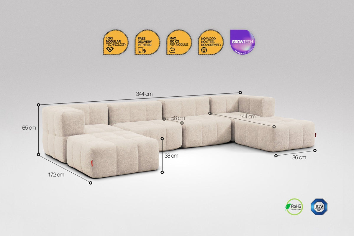 6 Teiliges Modulares Sofa – Beige